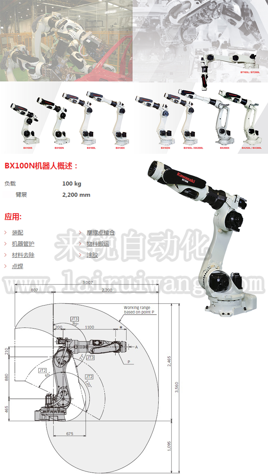 来锐自动化川崎BX100N点焊机器人参数