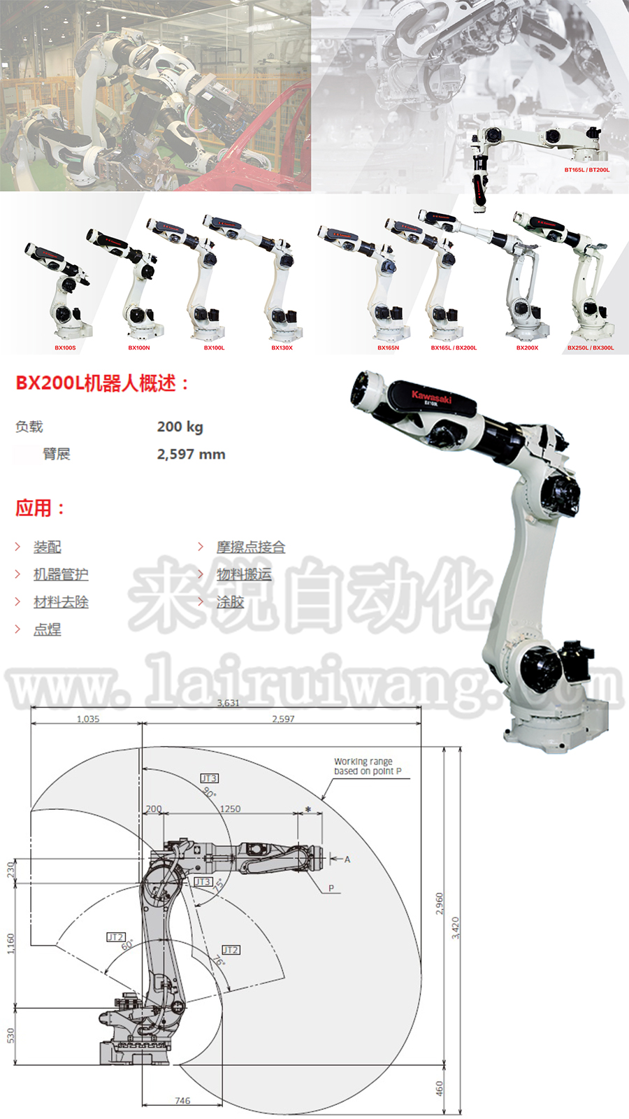 来锐自动化川崎BX200L点焊机器人参数